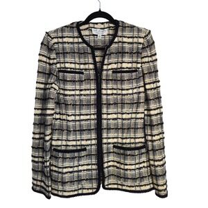 St John Collection by Marie Gray Women's Tweed Boucle Blazer Sz 10 Black & Cream